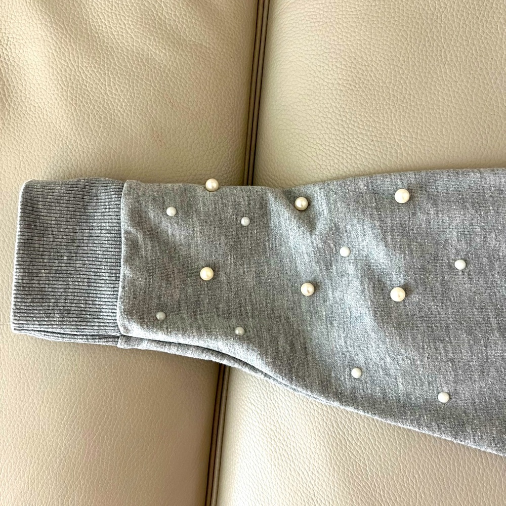 Grey Sweater Dress with Pearl Details